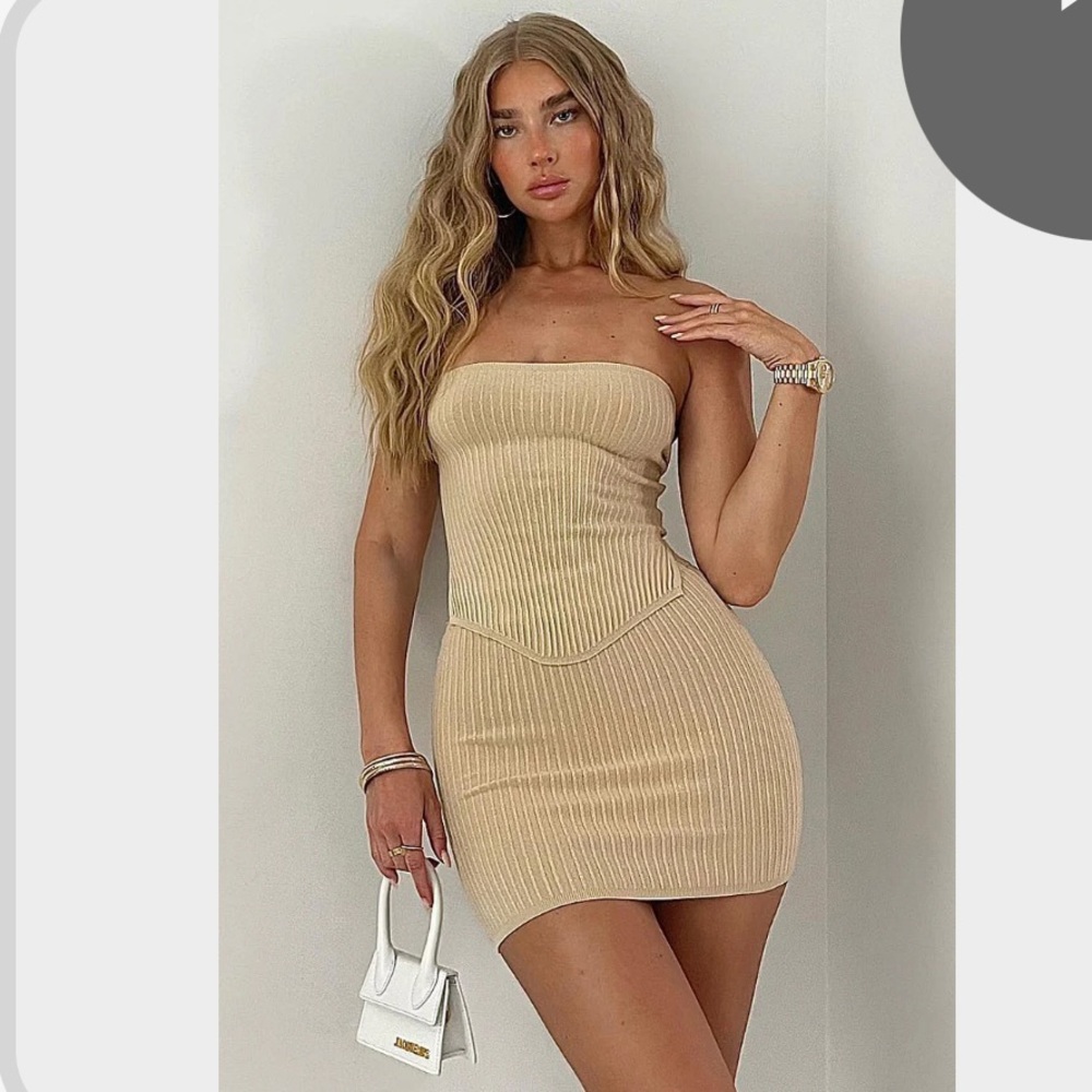 White Fox Tan Skirt Set